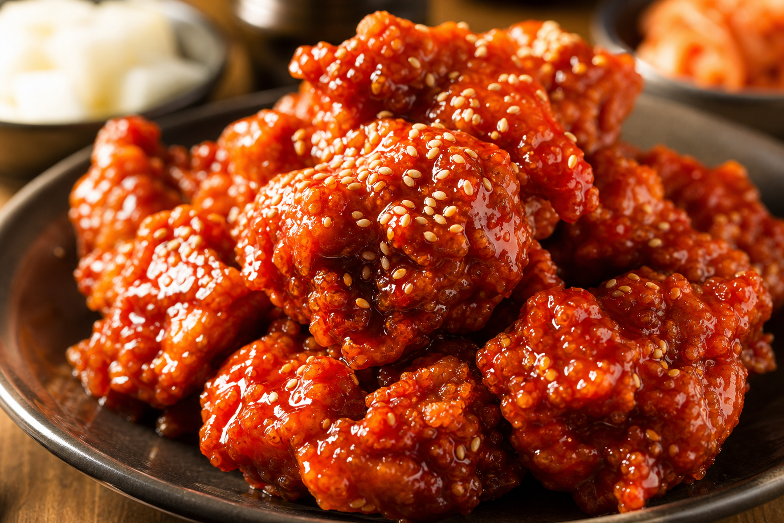 매콤 양념 치킨 실물